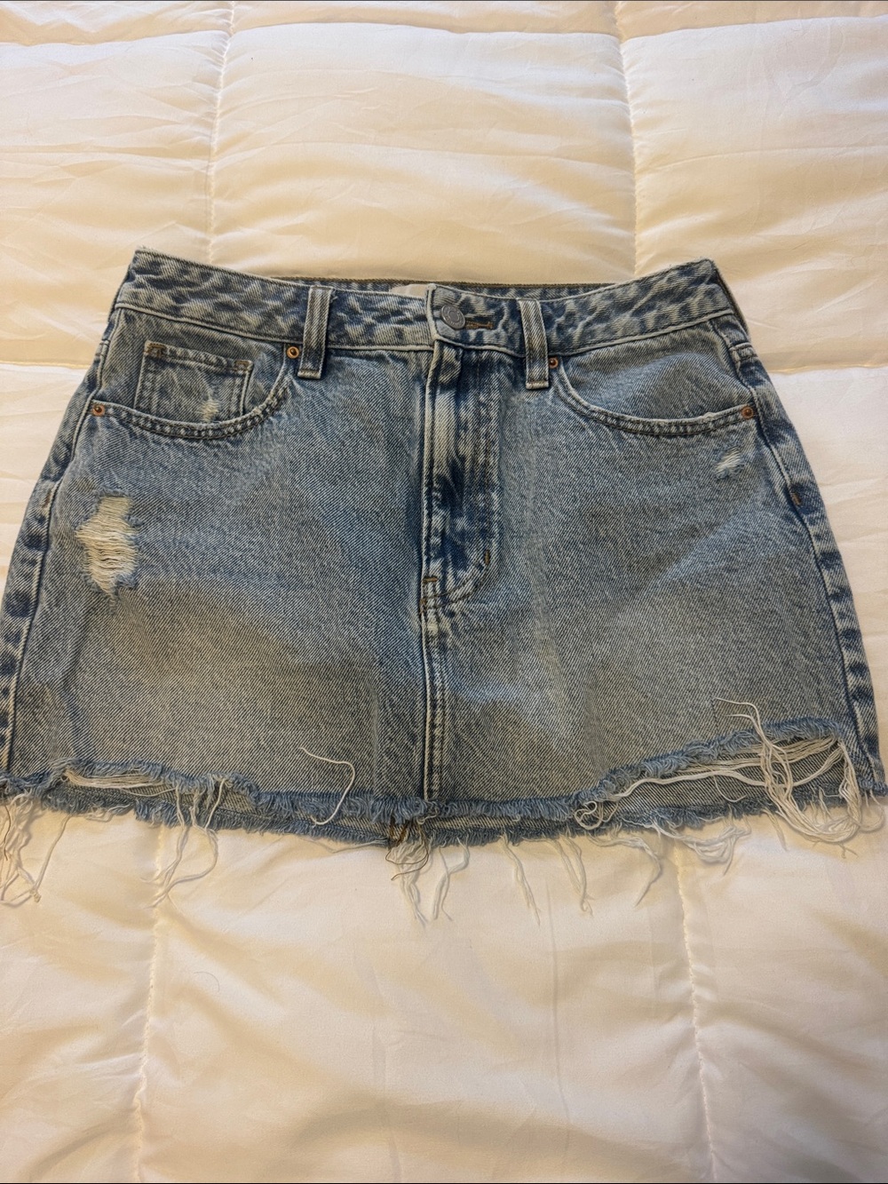 PacSun Light Blue Distressed Denim Mini Skirt